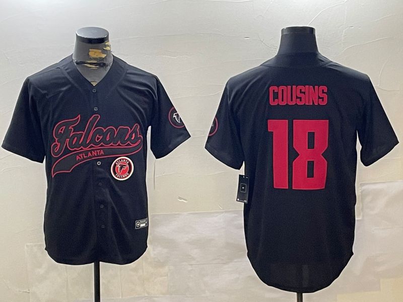 Men Atlanta Falcons #18 Cousins Black Joint Name 2024 Nike Limited NFL Jersey style 3